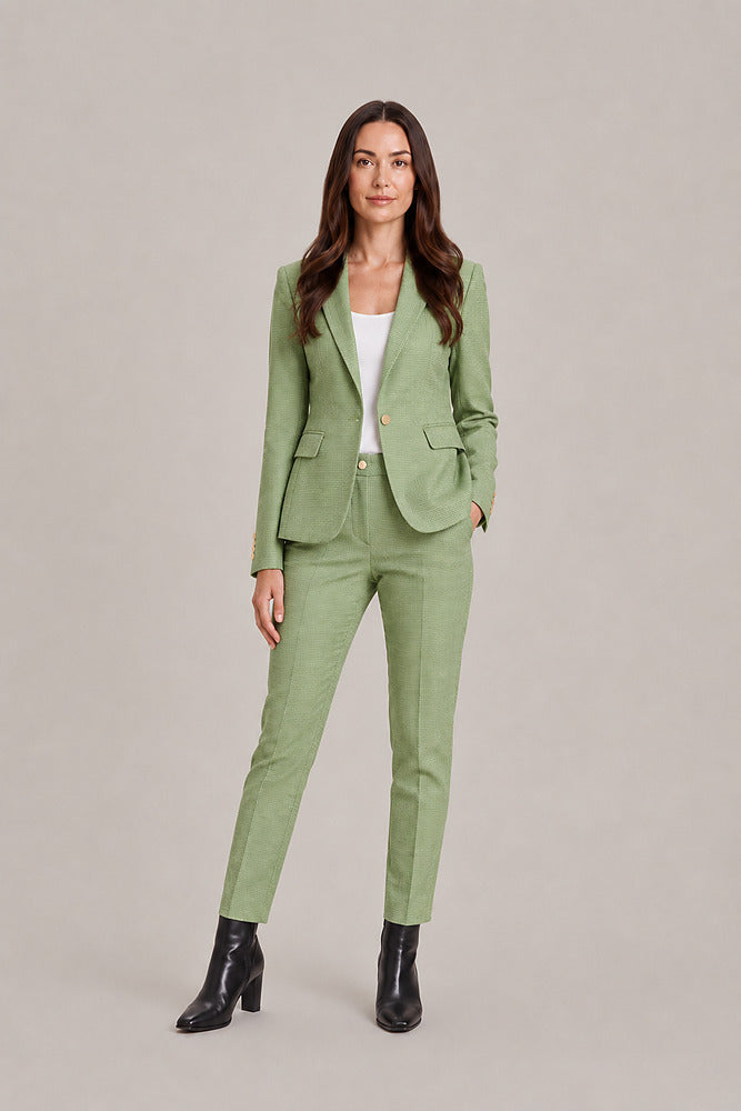 Women's tailored blazer and trouser suit, two-piece set in green