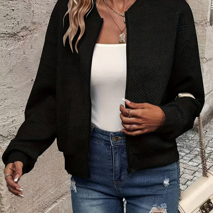 Women's textured zip-up jacket in black