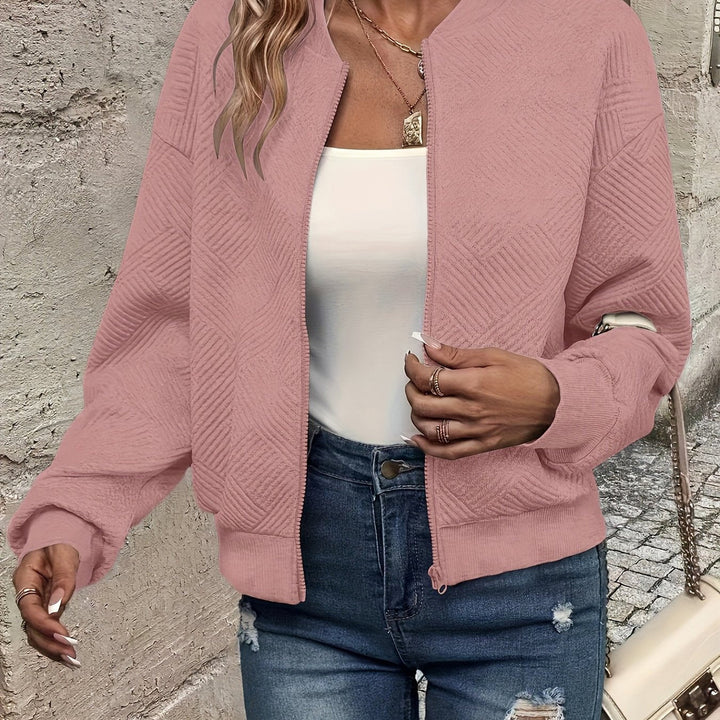 Women's textured zip-up jacket in pink