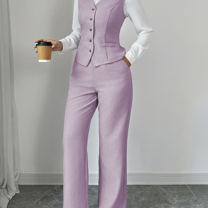 Women's waistcoat and wide-leg trouser set in lilac