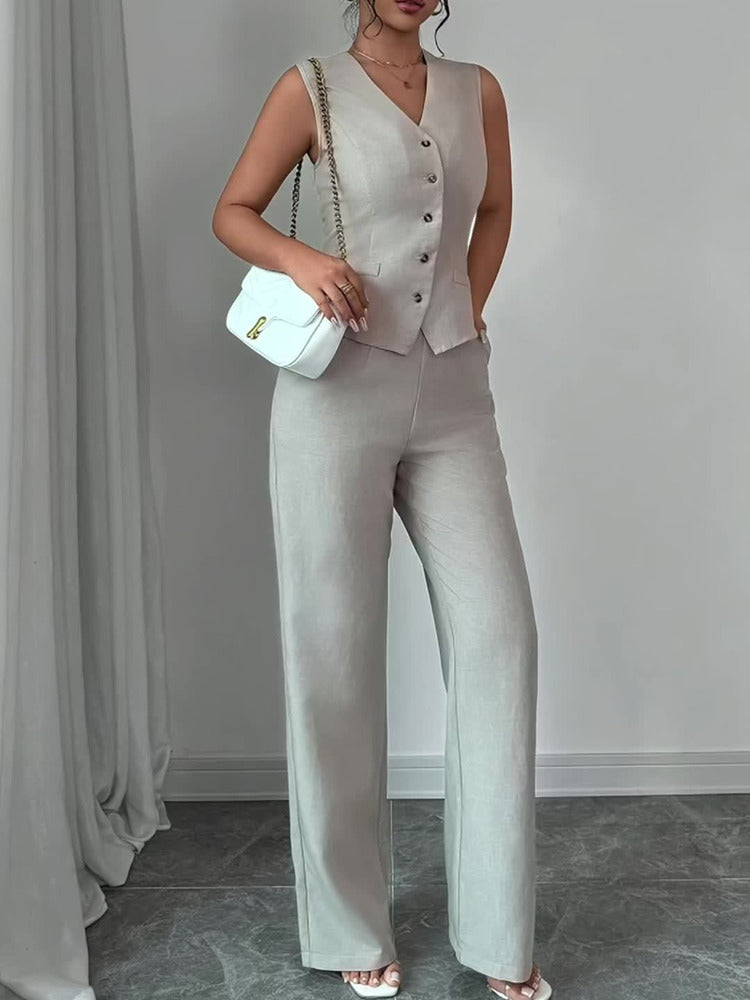 Women's waistcoat and wide-leg trouser set