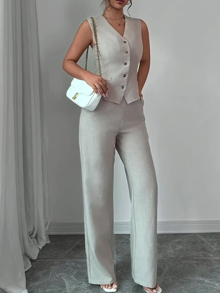 Women's waistcoat and wide-leg trouser set