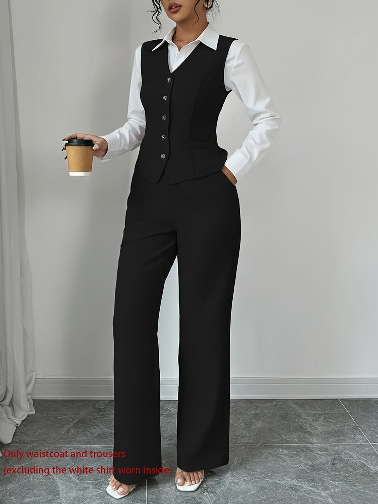 Women's waistcoat and wide-leg trouser set