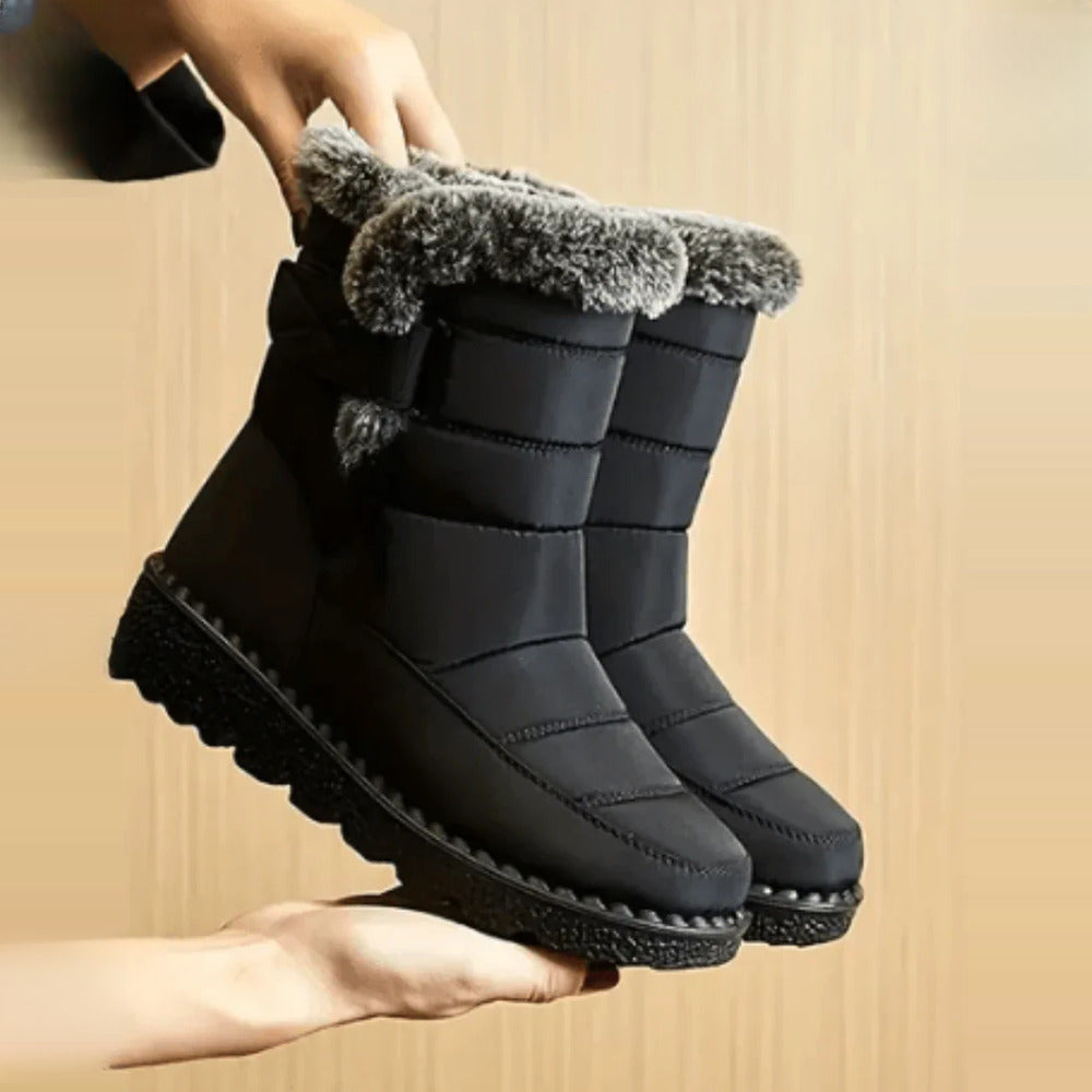 Women's Waterproof Winter Boots with Plush Cuff - black