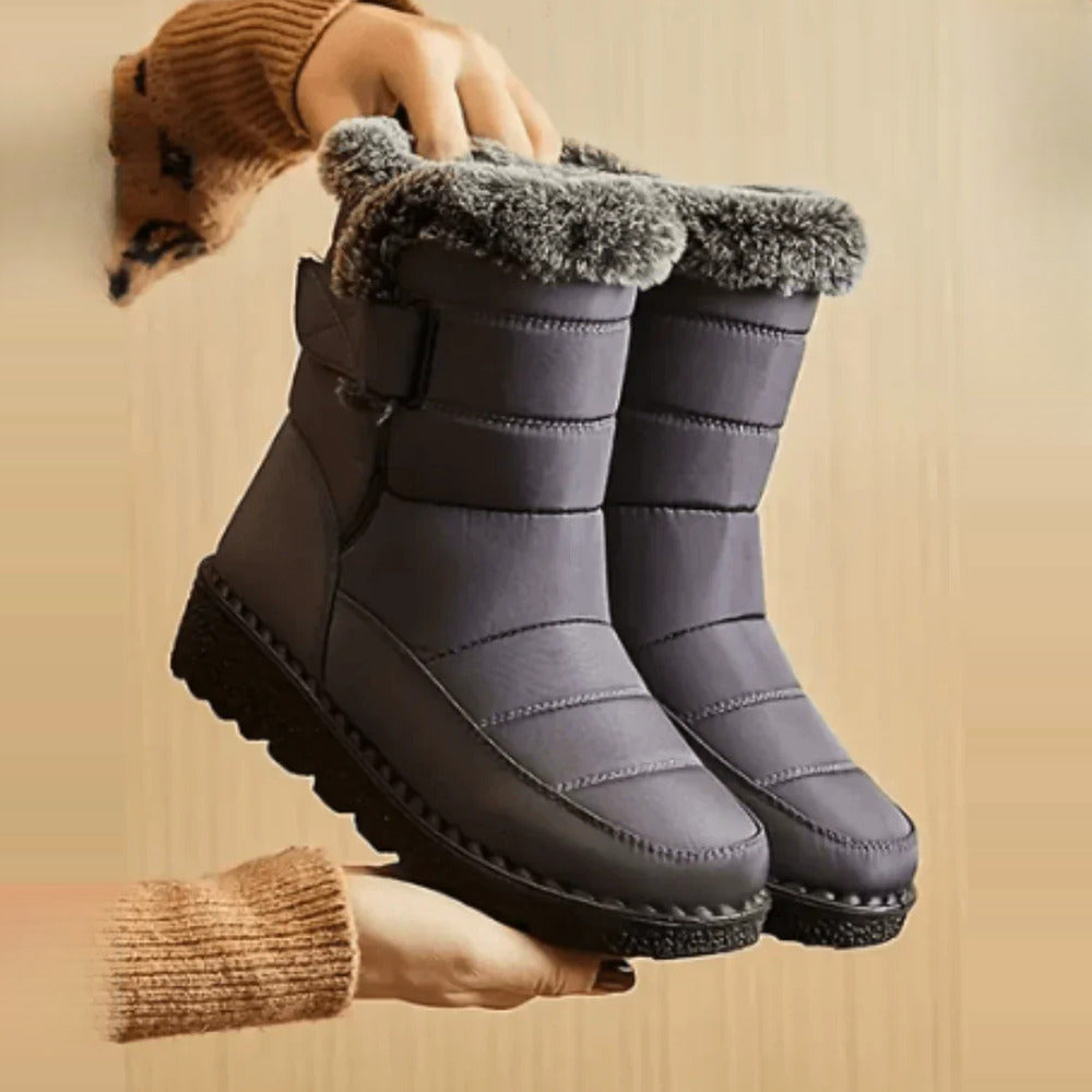 Women's Waterproof Winter Boots with Plush Cuff - grey