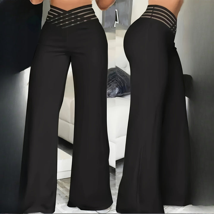 Women's wide-leg palazzo trousers, front view